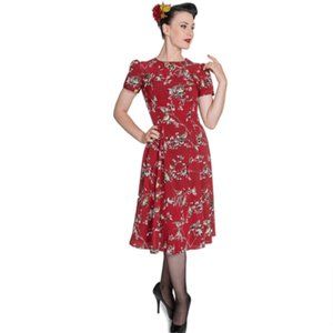 Hell Bunny Birdy 40s 50s Tea Party Pin Up Landgirl WW2 Retro Vintage Style Dress